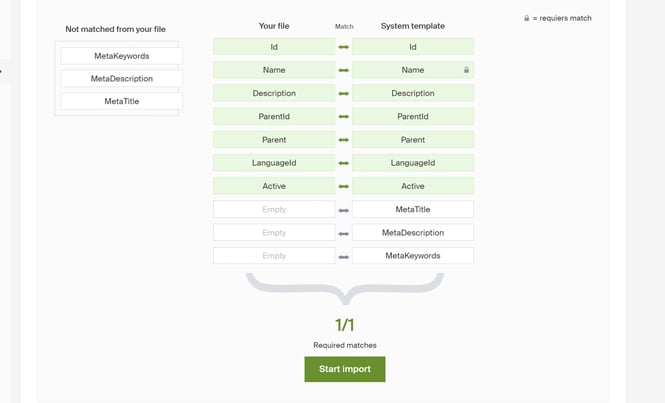 Create or update categories with import tool
